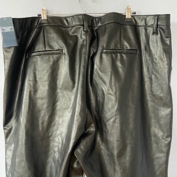 Abercrombie & Fitch Black Faux Leather Skinny High Rise Split Hem Pants Size 24 - Picture 8 of 9